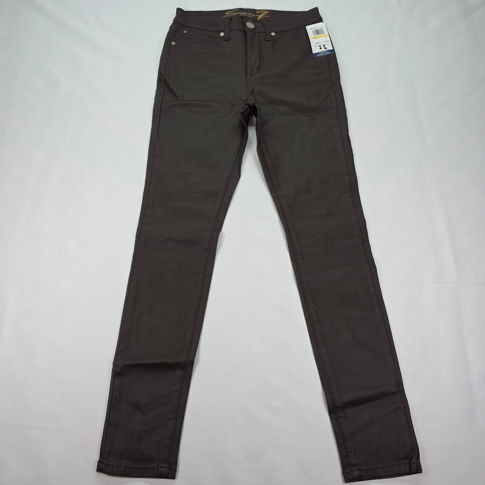 Seven7 Women Espresso Coated Skinny Jeans Brown Size 4 NWT 286430